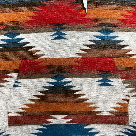 Women's Southwestern Aztec Print Quarter-Zip Hoodie with Front Pocket - Picture 4 of 11